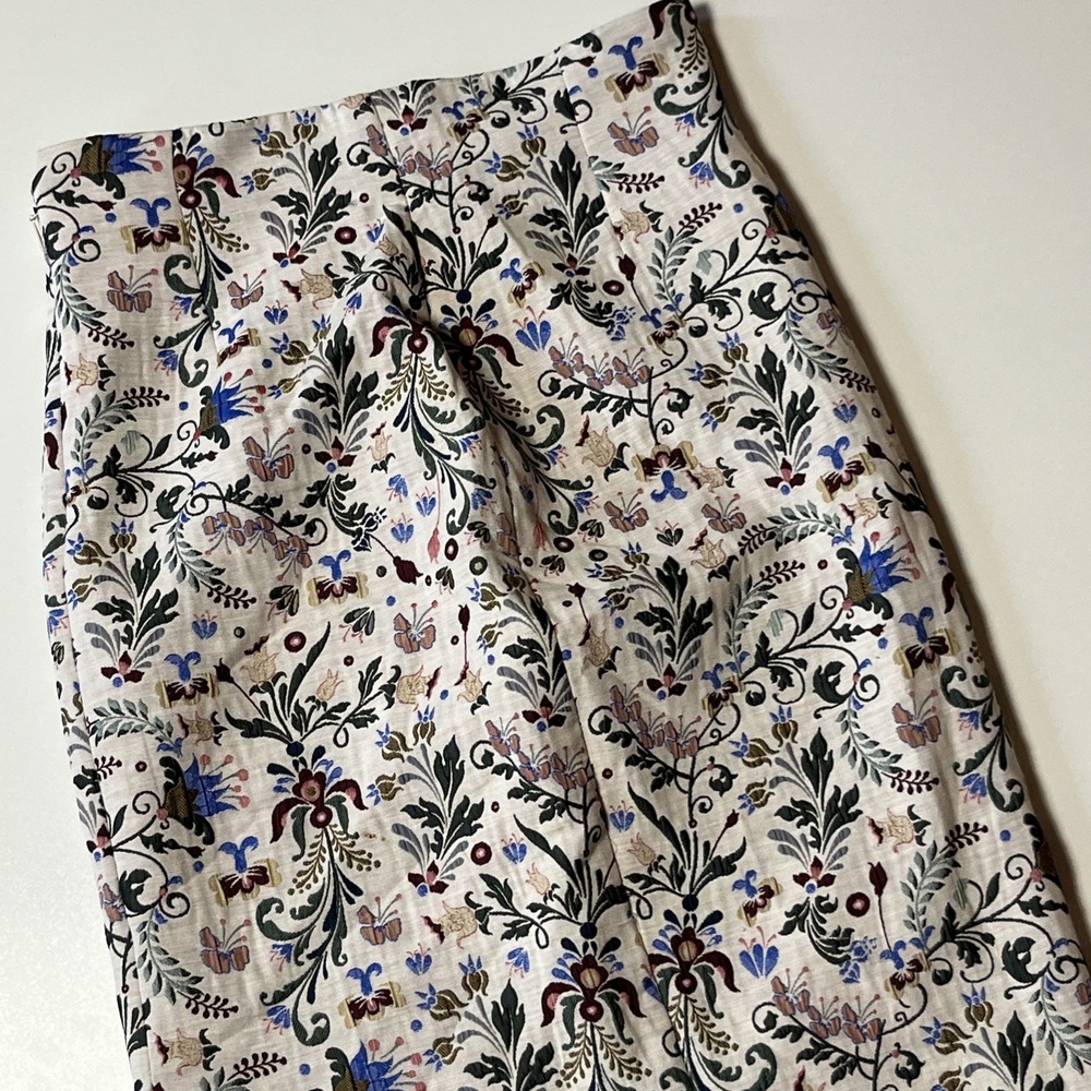 Eva Mendes Floral Tapestry Pencil Skirt Size 6 Embroidered Look Artistic Midi